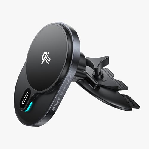 for Qi2 15W Wireless MagSafe CD Car Mount Charger,CD Player Phone Mounts, CD Slot Phone Mount Holder for iPhone 17/16/15/14/13/12, Galaxy S25,Fast Charging for Magnetic iPhone Car Accessories
