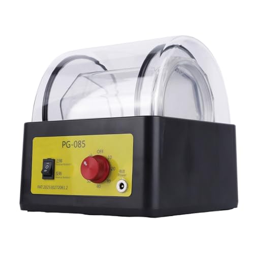 Mini Rotary Tumbler Machine with Timer, Clear Viewing Lid Jewelry Polisher Barrel for Jewels, Gold, Brass, Crafts 6.89x7.68x7.28inch