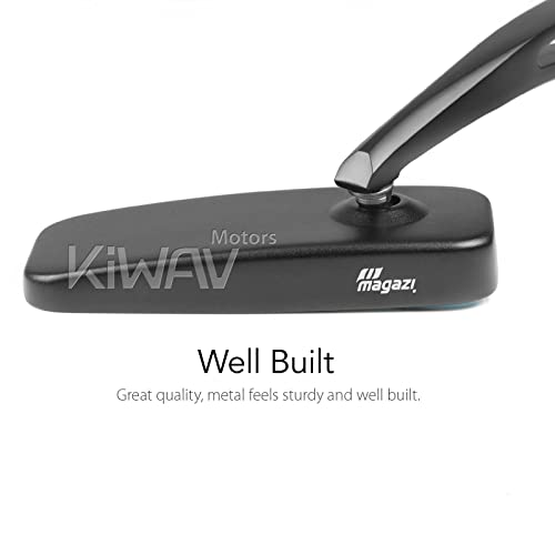 Kiwav Motorcycle Bar End Mirrors Classic Black Convex Blue-Tinted Anti Glare Universal Fit Compatible For 7/8 And 1 And 1-1/4 Inch Hollow Handlebar #TOP6