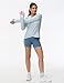 Women's Long Sleeve Compression Shirts Workout Tops Cross Hem Athletic Running Yoga T-Shirts with Thumb Hole Light Blue Heather