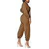 Xinlees-Womens-Elegant-V-Neck-Jumpsuit-Casual-Straight-Trousers-Business-Romper-Formal-Jumpsuit Xinlees Women's Elegant V Neck Jumpsuit Long Sleeve Solid High Waist Pleated Jumpsuit Romper Stretchy Cuffs With Belt(Khaki,XL)