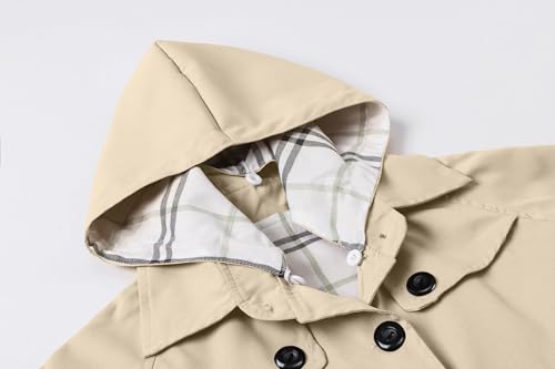 Image of Betusline Girl's Single Breasted Trench Coat Hooded Dress Coat Outerwear, 2-14 Years