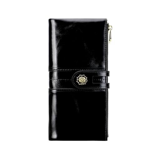Image of Women's RFID Blocking Wallet Soft Leather Clutch Money Ladies Purse Slim Card Holder Organizer Zip Pocket (3020-Black)