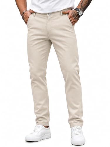 Image of HUNGSON Mens Chinos Dress Pants Slim Fit Stretch Business Casual Golf Work Slacks Trousers