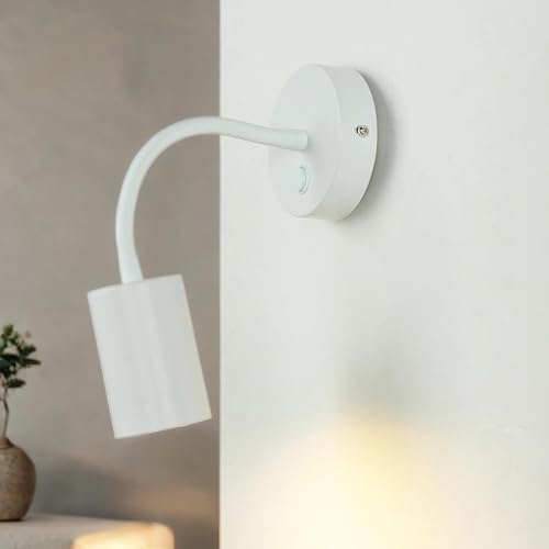 Lampe murale avec interrupteur, blanc, bras flexible, orientable, applique murale GU10, lampe à col de cygne lit, lampe de lecture murale, liseuse, spot,...