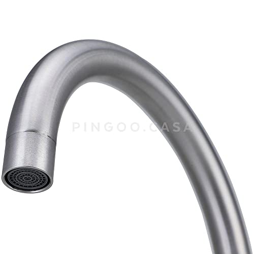 Pingoo.Casa, Torneira para Cozinha, Misturador Monocomando, Aço Inox 304, Escovado, Tocantins, Prata
