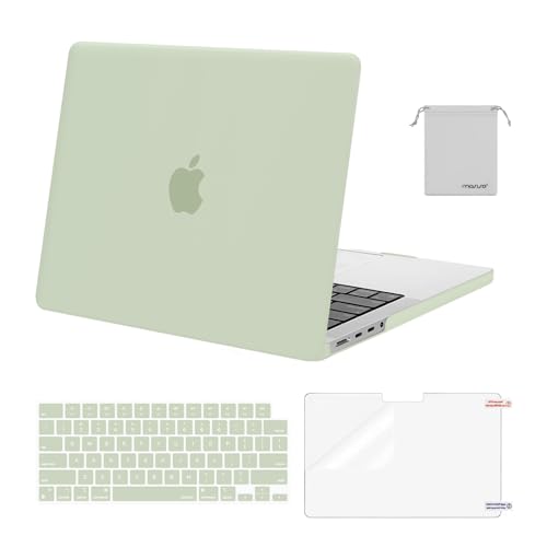 Image of MOSISO Compatible with MacBook Pro 14 inch Case 2025 2024 2023 2022 2021 M5 M4 M3 M2 M1 A3434 A3112 A3185 A3401 A2918 A2992 A2779 A2442, Hard Shell&Keyboard Cover&Screen Film&Pouch,Sage Green