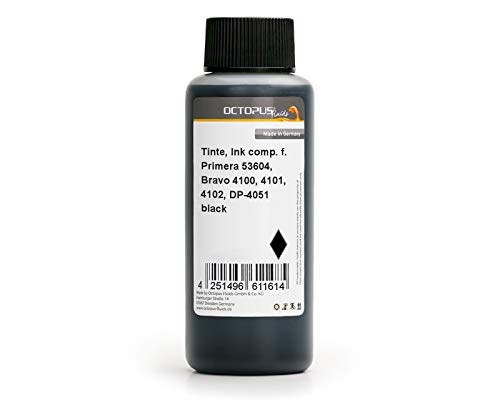 Image of Octopus Fluids 100ml refill ink compatible for Primera Bravo 4100, 4101, 4102 ink cartridges, printer ink black for Primera 53604 printer cartridges, no OEM