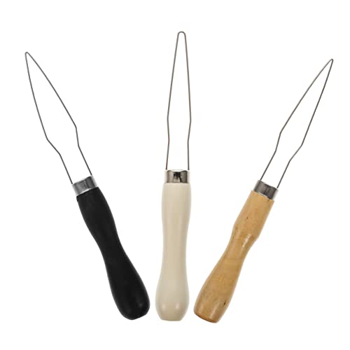 Beavorty 3pcs Button Threader Snap Button Tool Button Handle Grip Button Dressing Stick Button Puller Zipper Pull Hook Button Assist Tool Buttoning Aid Hook Zipper Helper Tools Wood