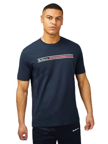 Image of Ben Sherman Big Size Core Stripe Short Sleeve T-Shirt for Men in Dark Navy, 4XL