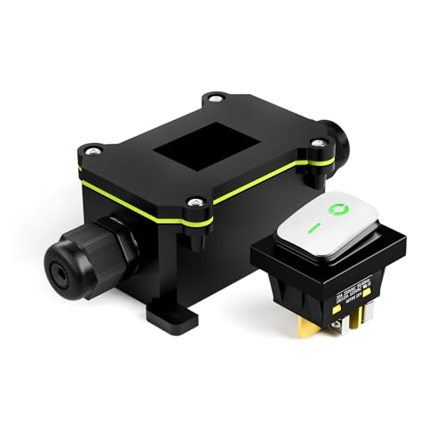 KCD4 Toggle Switch on Off 30A Marine Waterproof Rocker Switch 110v Green LED with Junction Box 30x22mm for Cars,Boat, and DIY Enthusiasts(110-220V Stainless Steel with Box)