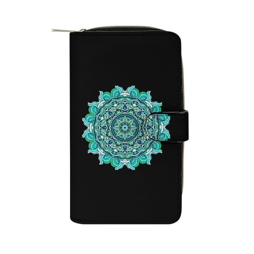 Blue Mandala Long Wallet for Women Men Purses Coin Pouch Credit Card Holder Organizer