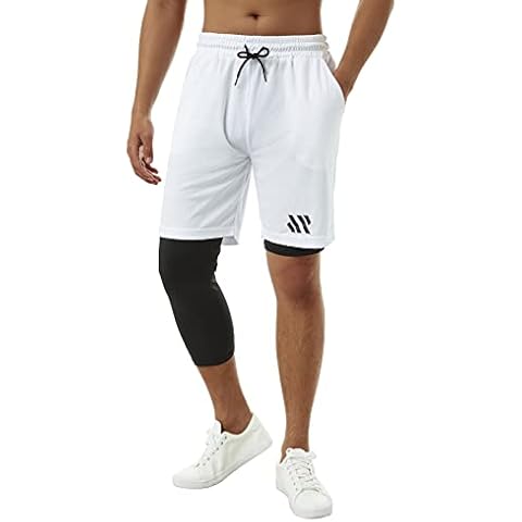 Men's 3/4 One Leg Compression Capri Tights Pants Athletic Base Layer Underwear Cover