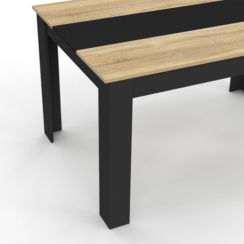 Table à manger Georgia 140x80 6 pers hêtre/noir IDMarket
