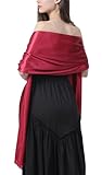 BRYCTSISEN Women’s Silk Feeling Satin Shawls Lightweight Head Scarves Bridal Wedding Evening Wraps Vintage Solid Color Stoles (Wine Red)