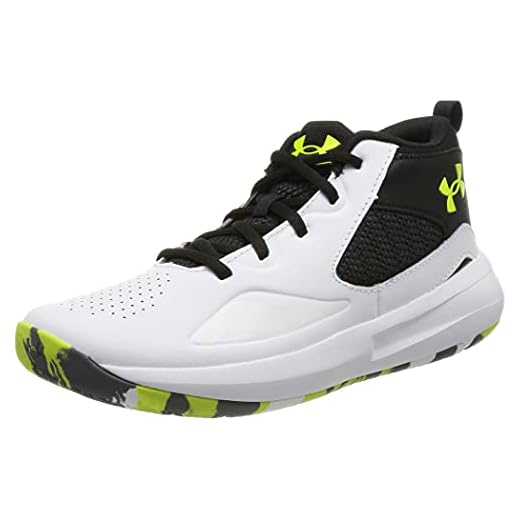 Under Armour Unisex Ua Gs Lockdown 5 basketsko, Vit svart hög vis gul, 39 EU