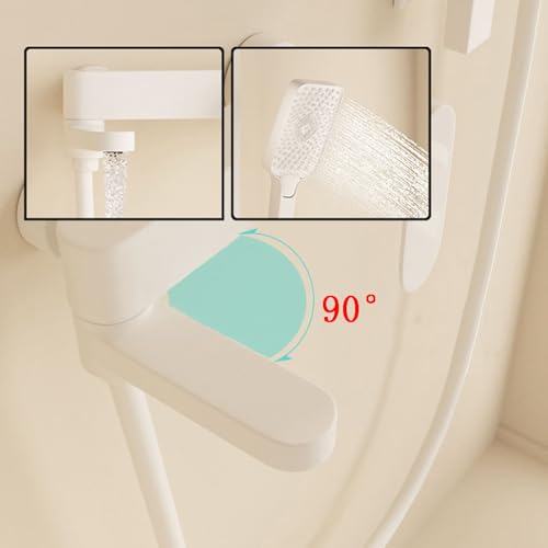 Ensemble de pommeau de douche mural beige pour optimiser l'espace du bain - 4