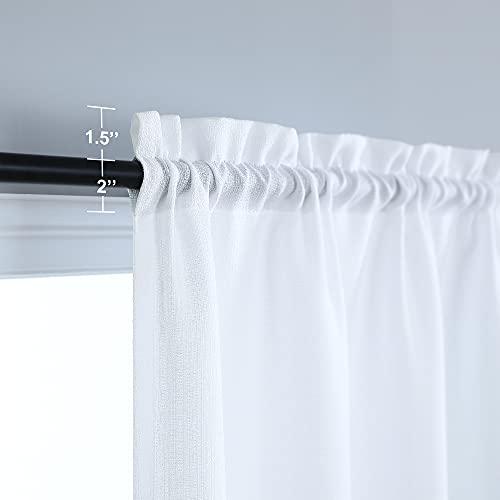 White Kitchen Curtains 36 Inch Length Sets Of 2 Panels Half Windows Rod Pocket Cafe Curtains Small Tier Curtains Semi Sheer Short Farmhouse Curtains For Bathroom Curtain Window 32 X 36 In Long #TOP2