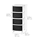 IRIS USA Plastic Drawer Storage Organizer, 4-Drawers, for Classroom Art Supplies Bathroom Dorm Bedroom Laundry Room, Slim Narrow, White Frame with Matte Black Front Panels
