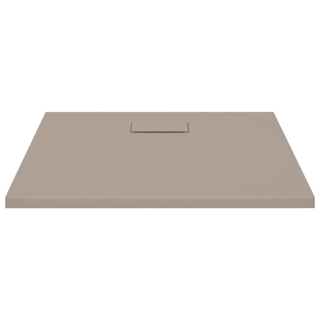 HOMIUSE Plato de ducha SMC marrón, 90 x 90 cm, plato de ducha, alfombrilla de ducha, superficie de pizarra, diseño moderno, características destacadas del baño, duradera resistencia antideslizante y