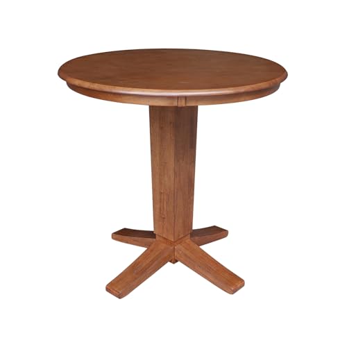 International Concepts 36 in Round Top Counter Height Pedestal Dining Table in Distressed Oak - Thumbnail 4