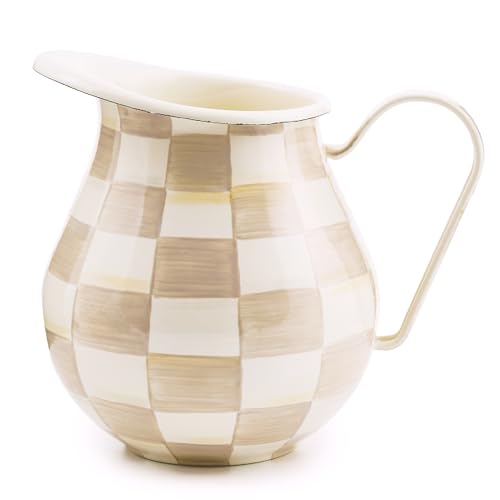 Image of MACKENZIE-CHILDS Pitcher with Spout, Brown-and-White Mocha Check