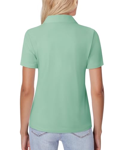 Image of siliteelon Womens Button Down Shirt Slim Fit Stretch Short Sleeve Dress Shirt Wrinkle Free Collared Business Work Blouse Top