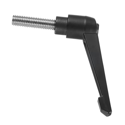 Image of uxcell Adjustable Clamping Lever Handle M10 x 35mm Metric 304 Stainless Steel Male Threaded Stud Hand Knobs Push Button Ratchet Rotating Screw Handles Bolts with Locking Lever Black