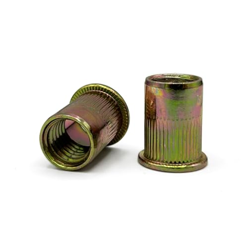 NOLDAR | Flachkopf Nietmuttern aus Kohlenstoffstahl (gelb verzinkt). Blindnietmutter M6. Gewindenieten 12 x 15 mm (100 Stück)