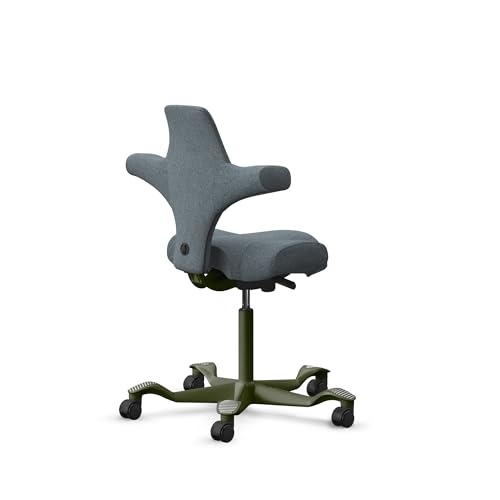 Image of HAG Capisco Sit to Stand Chair-Moss Gray Frame-Upholstered Dark Gray