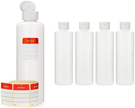 Octopus 10x100ml HDPE Plastikflaschen Mit Gelben Deckeln - Vierkantflaschen Inkl. Etiketten