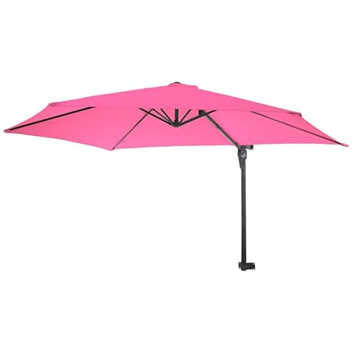 Mendler Parasol mural Casoria, 3m inclinable, polyester aluminium/acier 9kg - rose