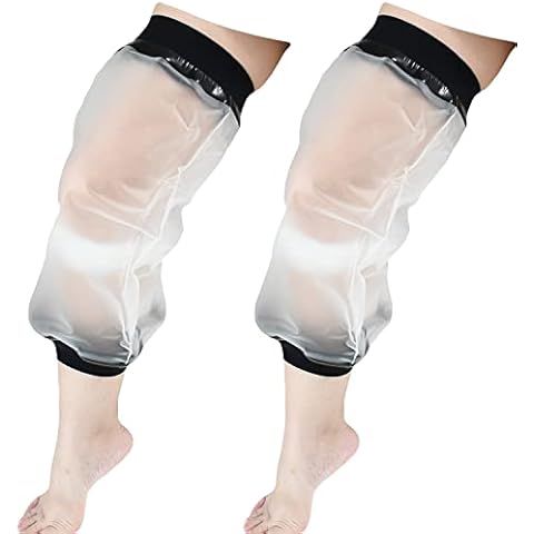 KEEFITT 2 PCS Adult Knee Cast Cover for Shower Post Surgery, Waterproof Knee TRK Surgery Shower Protector for Knee Replacement, ACL Surgery, Wound, Burns Watertight Protection Cover