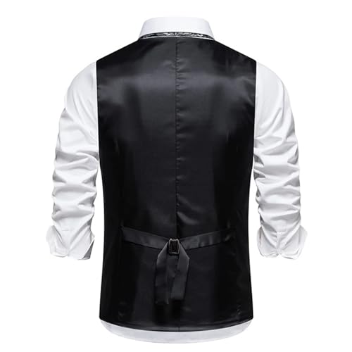 Men's Retro Striped Dress Vest – Casual Waistcoat With Decorative Chain Accessory4