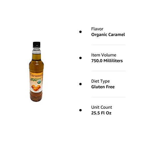 Joe’s Syrup Organic Flavored Syrup, Organic Caramel, 750 ml