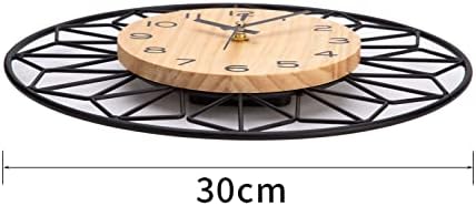 VIVILINEN Vintage Wall Clock Metal Wooden 30cm Wall Clock Non-ticking Slient Clock for Bedroom Living Room Kitchen Office