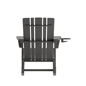 Taylor Logan Hedley Adirondack Rocking Chair with Cup Holder Weather Resistant HDPE Adirondack Rocking Chair in Gray