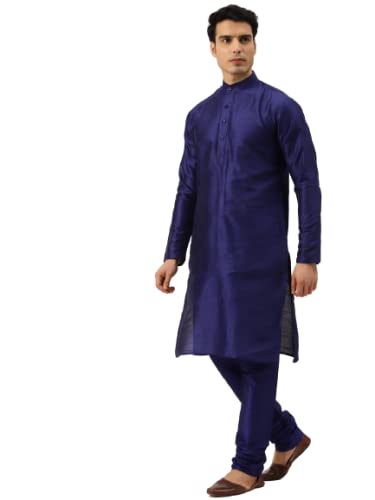 Image of SOJANYA (Since 1958, Men's Silk Blend Grey Kurta Pyjama & Silk Blend Jacket Combo