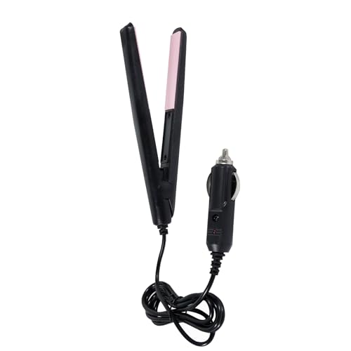 Plancha de Pelo Portátil Para Coche 12V Negra y Rosa miniatura 1