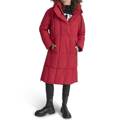 Image of DKNY Women's Hooded Long Down Alternative Puffer Jacket, Black, Large