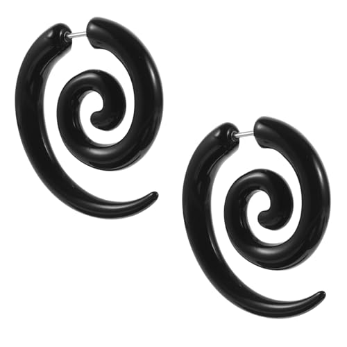 OHPHCALL Boucles Oreilles Spirale Acier Inoxydable Asymétriques Légères et Durables Style Gothique Doubles Fonctions Clous et Écarteurs pour Femmes Adaptées Fêtes et Usage Quotidien