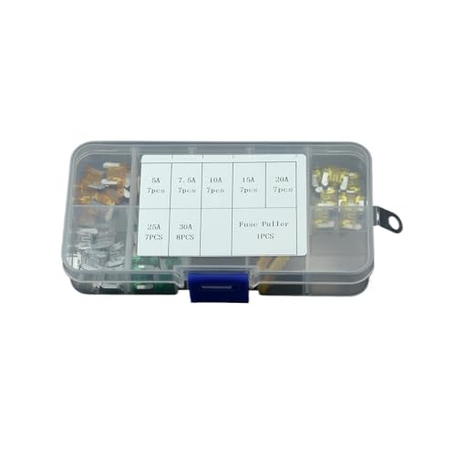 50 unidades de fusibles para auto y camión 5A, 7.5A, 10A, 15A, 20A, 25A, 30A en caja de plástico con clip miniatura 3
