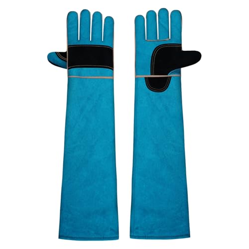 60 cm Anti-Bite Guanti di Protezione da Lavoro,Guanti Giardinaggio in Pelle di Mucca，Antigraffio, Adatto per Fare il Bagno, Giocare e Addestrare Cani, Gatti, Uccelli, Lucertole e Altri Rettili