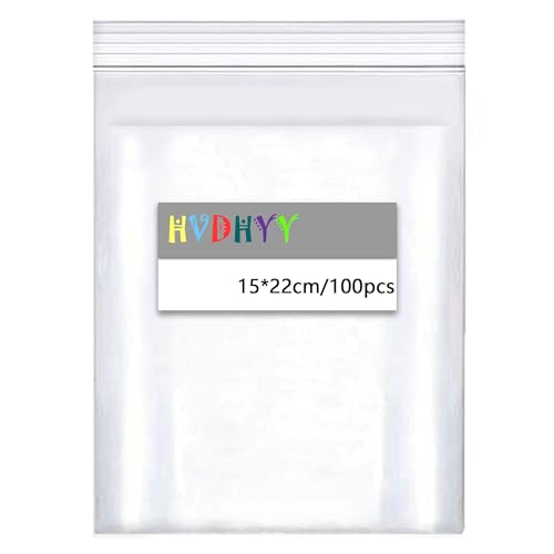 HVDHYY Bolsas de Plástico Transparente Bolsa de Cremallera 100pcs 150mm x 220mm 160μm Bolsas Pequeñas Plastico con Cierre Resellables Bolsas Autocierre Conservazione Degli Snack alle Noci