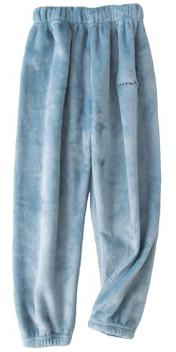 Pijama Largo de Invierno de Franela, Parte de Abajo Suave y Cálida, Conjunto Hogareño Infantil Azul 100
