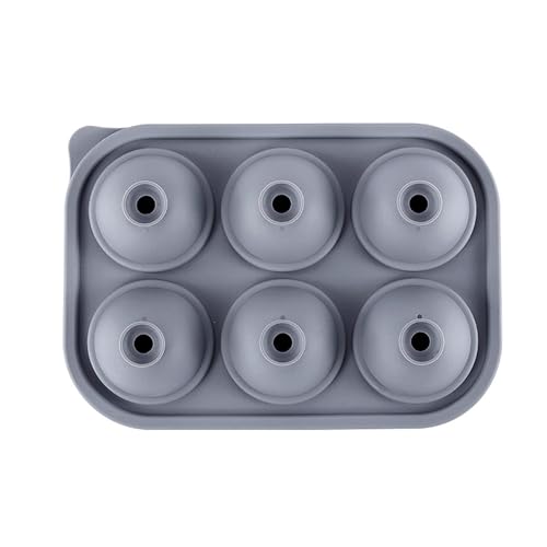 Bandeja de Hielo de Silicona con Tapa 6 Cavidades Circulares Gris miniatura 2