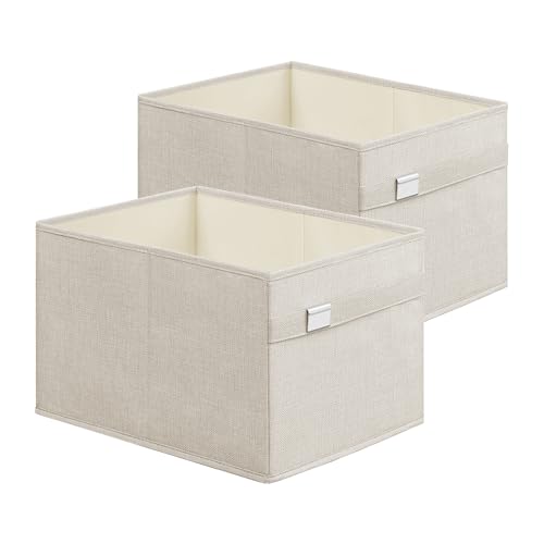 SONGMICS Storage Baskets, Set of 2 Extra Large Storage Bins for Organizing, 30L, 15.7 x 11.8 x 9.8 Inches, Fabric Storage Cubes for Shelves, Easy to C