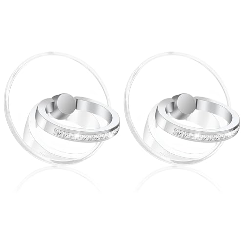 Image of 2 Pack Phone Ring Grip Holder, Transparent Mobile Finger Stand, Strong Adhesive Back Support for Smartphone, Portable Hand Grip Accessory, Universal Case Compatible, Clear Round Design