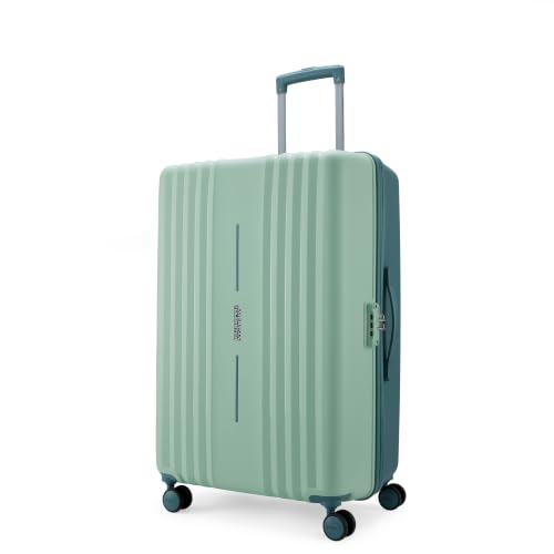 Image of American Tourister Cleva S | Luggage Trolley Bag (77 cm) | 360 8 Wheel Travel Luggage | 2 Compartments | Hard Luggage Polypropylene Suitcase | Mounted TSA Lock | 3 Years Warranty | Mint Green & Green