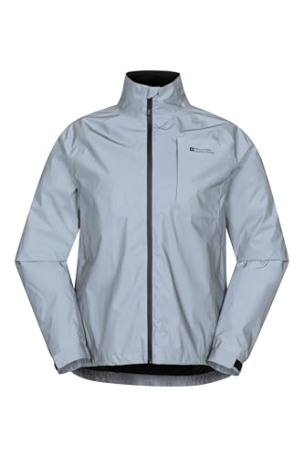 Mountain Warehouse Adrenaline Mens Waterproof Cycling Jacket - Reflective Mens Coat, Breathable Unisex Rain Coat - For Outdoors, Running & Walking Silver L - Image 2
